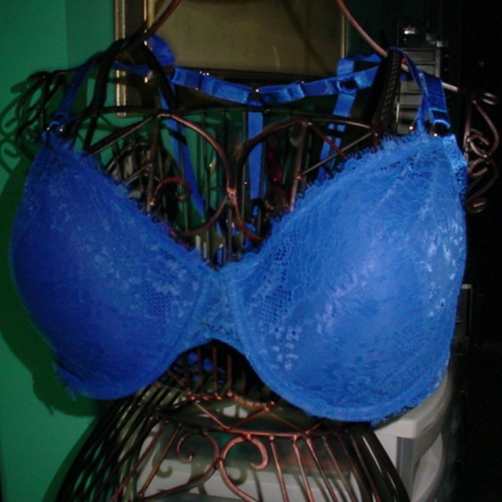 JOAN SMALLS New Royal Blue Cage Back Lace Bra 38DDD